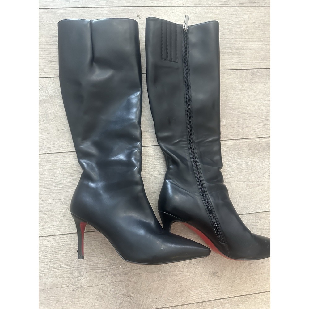 Christian Louboutin Kate Botta 85 Black Leather Knee High Boots Size 38 Redsoles